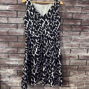 Ann Taylor Dress Women 8 Black Navy White Fit Flare Sleeveless